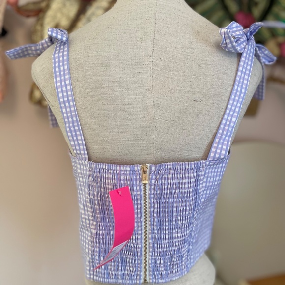 Lilly Pulitzer Rosalie Lilac Verbena Gingham Bustier/Halter Back Zip NWT Size 6 - Picture 2 of 9